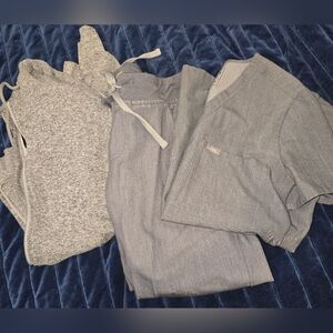 GUC FIGS Graphite Gray Scrub Set with Hoodie
